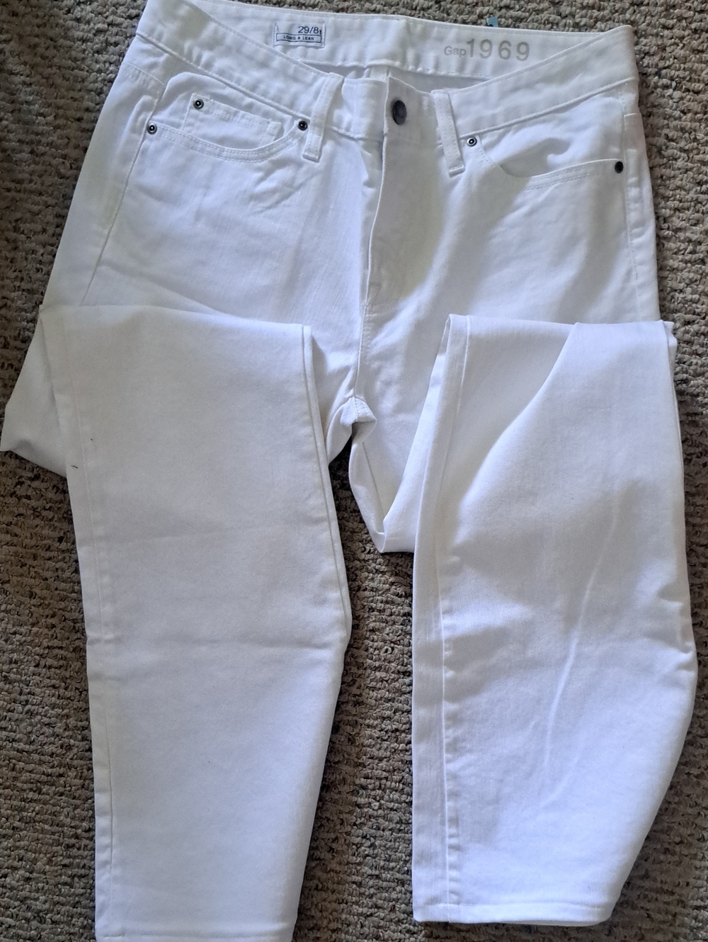 BRAND NEW GAP 1969 White Stretch Denim Jeans 29 8T LONG LEAN